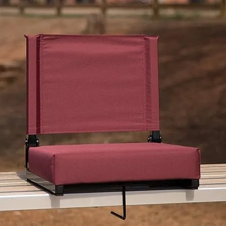 Flash Furniture Grandstand Portable Stadium Seat for Bleachers or Benches, Folding Padded Stadium Chair with Carrying Handle, 500 lb. Weight Capacity, Maroon