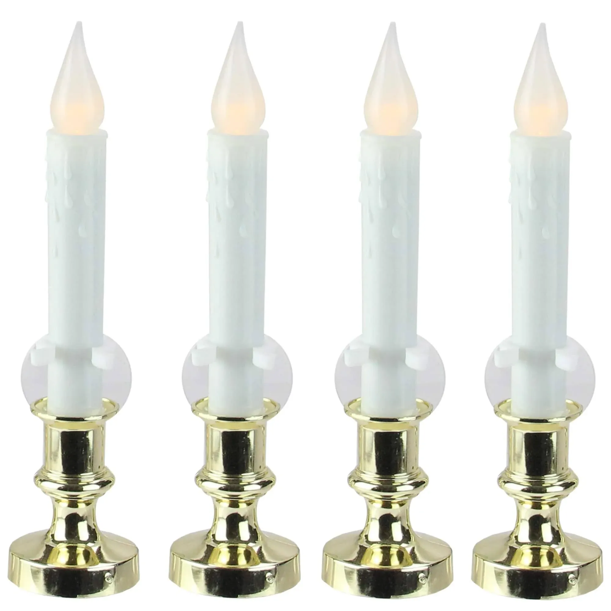 Northlight Set of 4 LED Flickering Window Christmas Candle Lamp with Timer 8.5" - White