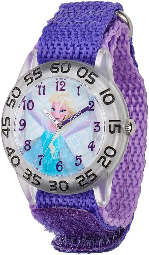 Disney Frozen Kids' Plastic Time Teacher Analog Quartz Nylon Strap Watch