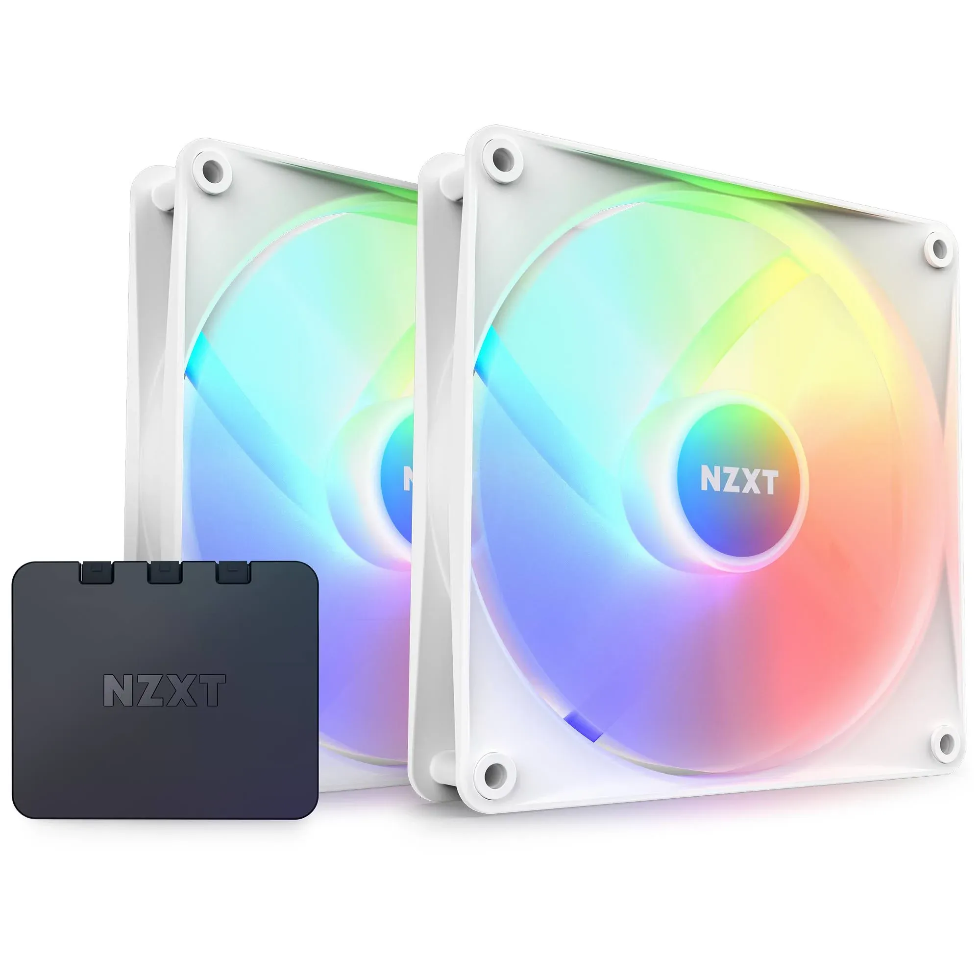 NZXT F140 RGB Core Fan - F-C14DF-W1 - 140mm Hub-Mounted RGB Fan - Sublime RGB Lighting - PWM Control - Double, 140mm Case Fan - White