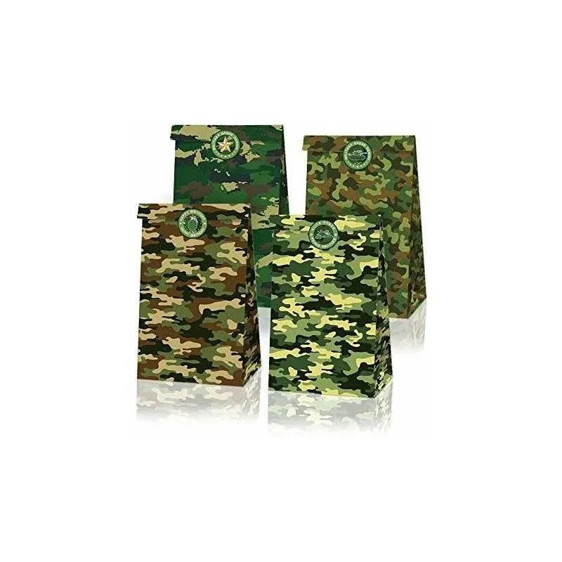 Camouflage Bag,Army Party Supplies,Field Battle Birthday Theme,Girls,Boys,Kids,Home,Classroom,Baby Shower(24 Pack)