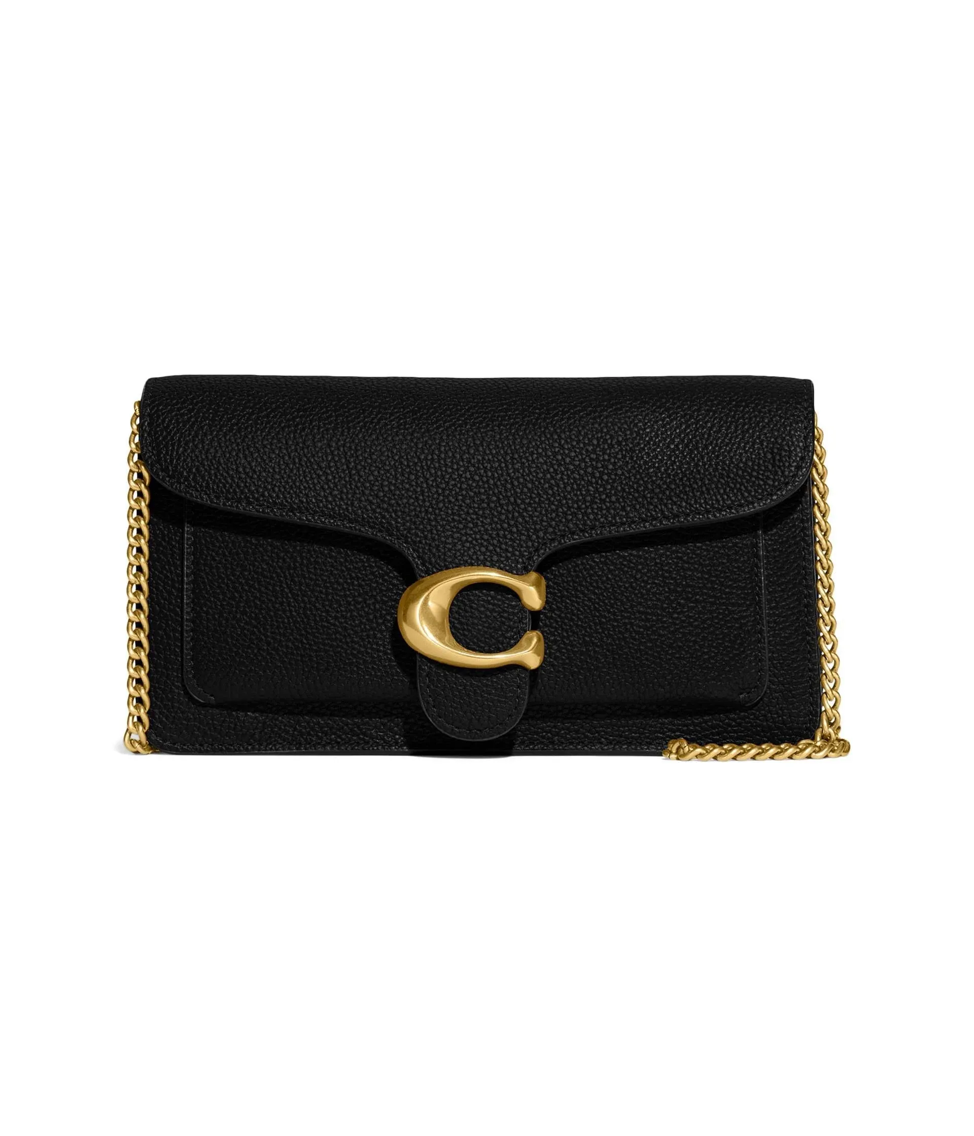 Coach Tabby Chain Leather Clutch Bag Black