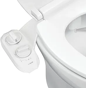 LUXE Bidet NEO 120 Plus – Bidet Attachment, EZ-Lift Hinges and 360° Self-Cleaning Mode (White)