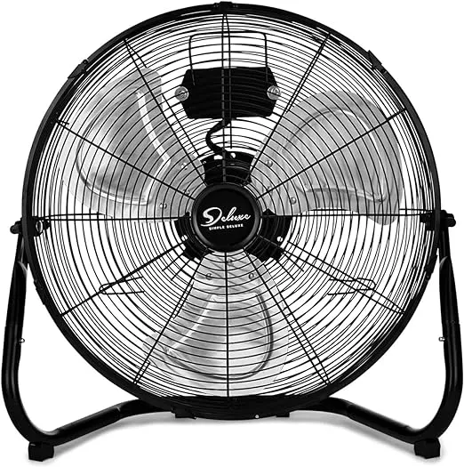 Simple Deluxe 3-Speed High Velocity Heavy Duty Metal Industrial Floor Fans Quiet