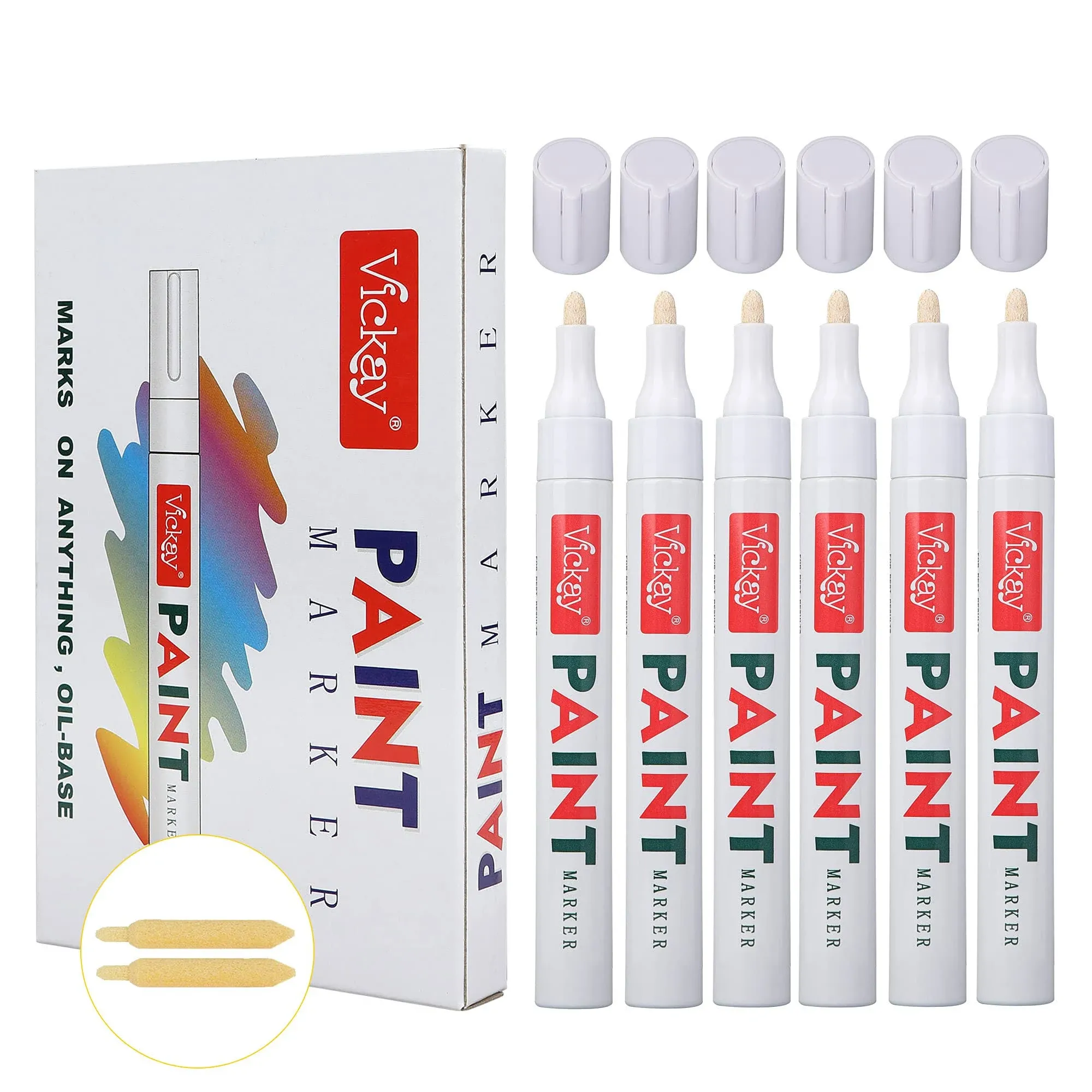 Paint Pens Paint Marker for Rock, Stone, Ceramic, Metal, Glass, Wood, Set White