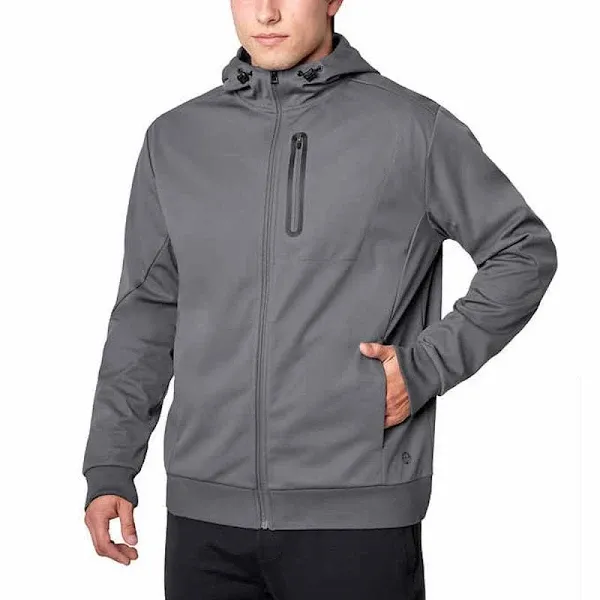 NWT Mens MONDETTA Charcoal Gray Softshell Active Hooded Full Zip Jacket Medium