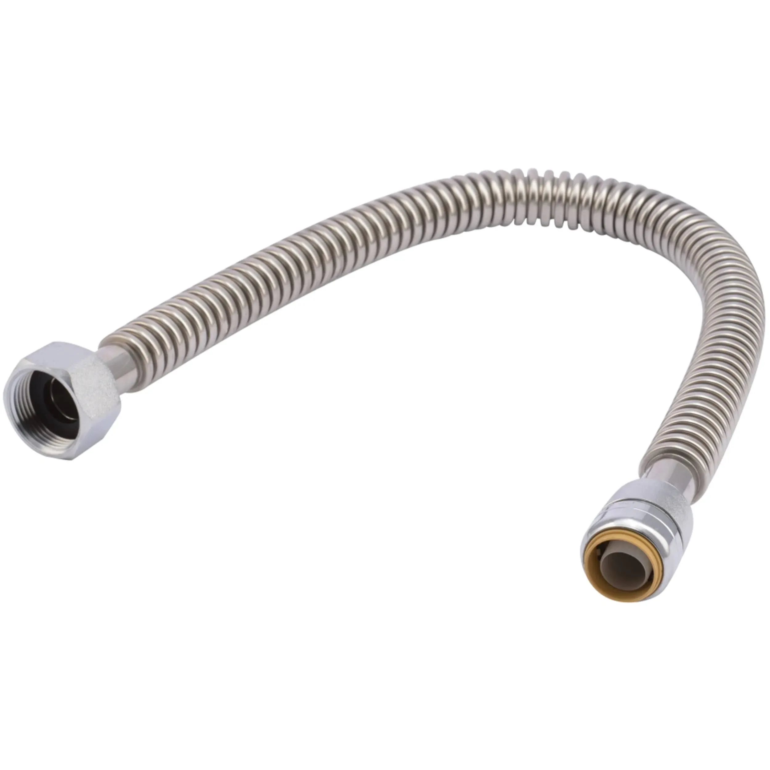 SharkBite 3/4 Inch x 1 Inch FIP x 24 Inch Stainless Steel Corrugated Flexible Water Softener Hose, Push to Connect Brass Plumbing Fitting, PEX Pipe, Copper, CPVC, PE-RT, HDPE, SS3086FLEX24LF