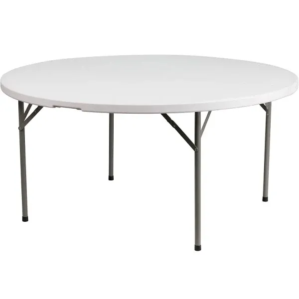 Flash Furniture 72" Round Bi-Fold Granite White Plastic Folding Table