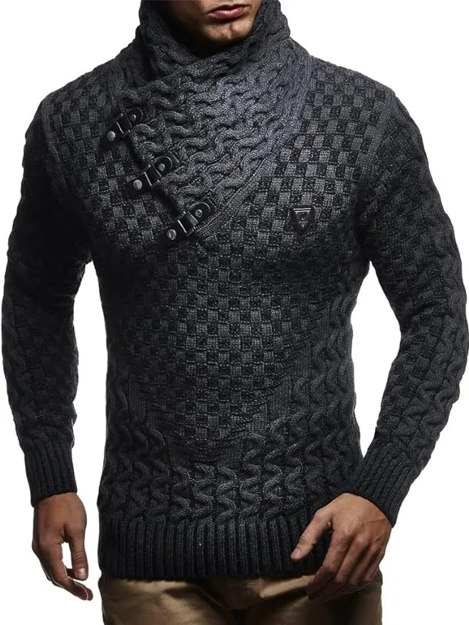 Leif Nelson Men’s Knitted Pullover | Long-sleeved slim fit shirt | Basic sweatsh