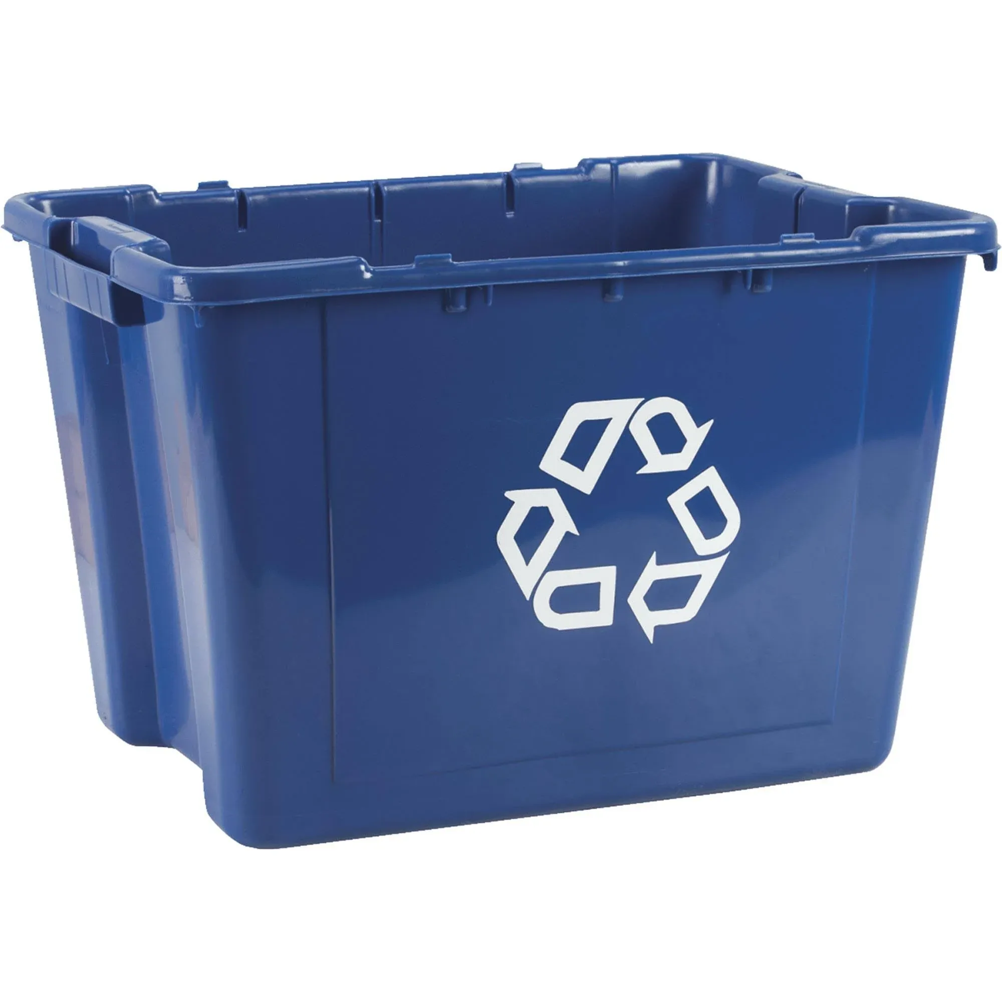 Rubbermaid Commercial Products, Recycling Bin/Box for Paper and Packaging, Stackable, 14 GAL, for Indoors/Outdoors/Garages/Homes/Commercial Facilities, Blue (FG571473BLUE)