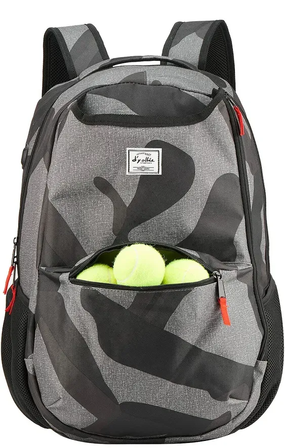 d'yallee Tennis Bags for Women, Tennis Backpack Men Large Racquetball Pickleball Paddle Squash Bags with USB Charge Port