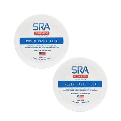 SRA Solder 135 Rosin Paste Soldering Flux For Electronics, No Clean Flux Made for Lead and Lead-Free Solder Circuit Boards and Copper Electrical Wire - Safe Residues with No Goopy Mess (2oz 2-Pack)