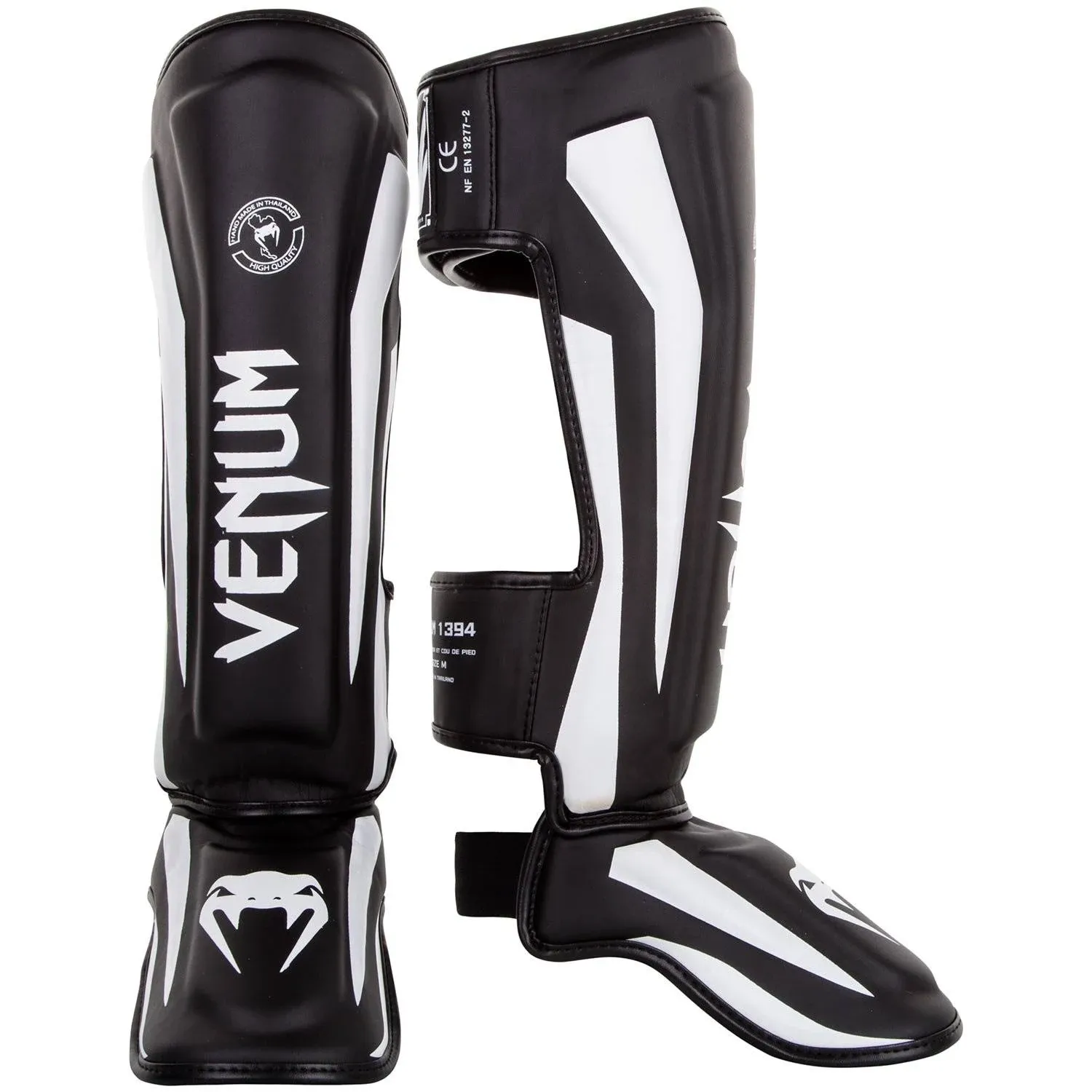 Venum Elite Standup Shin Guards, XL, Black/White