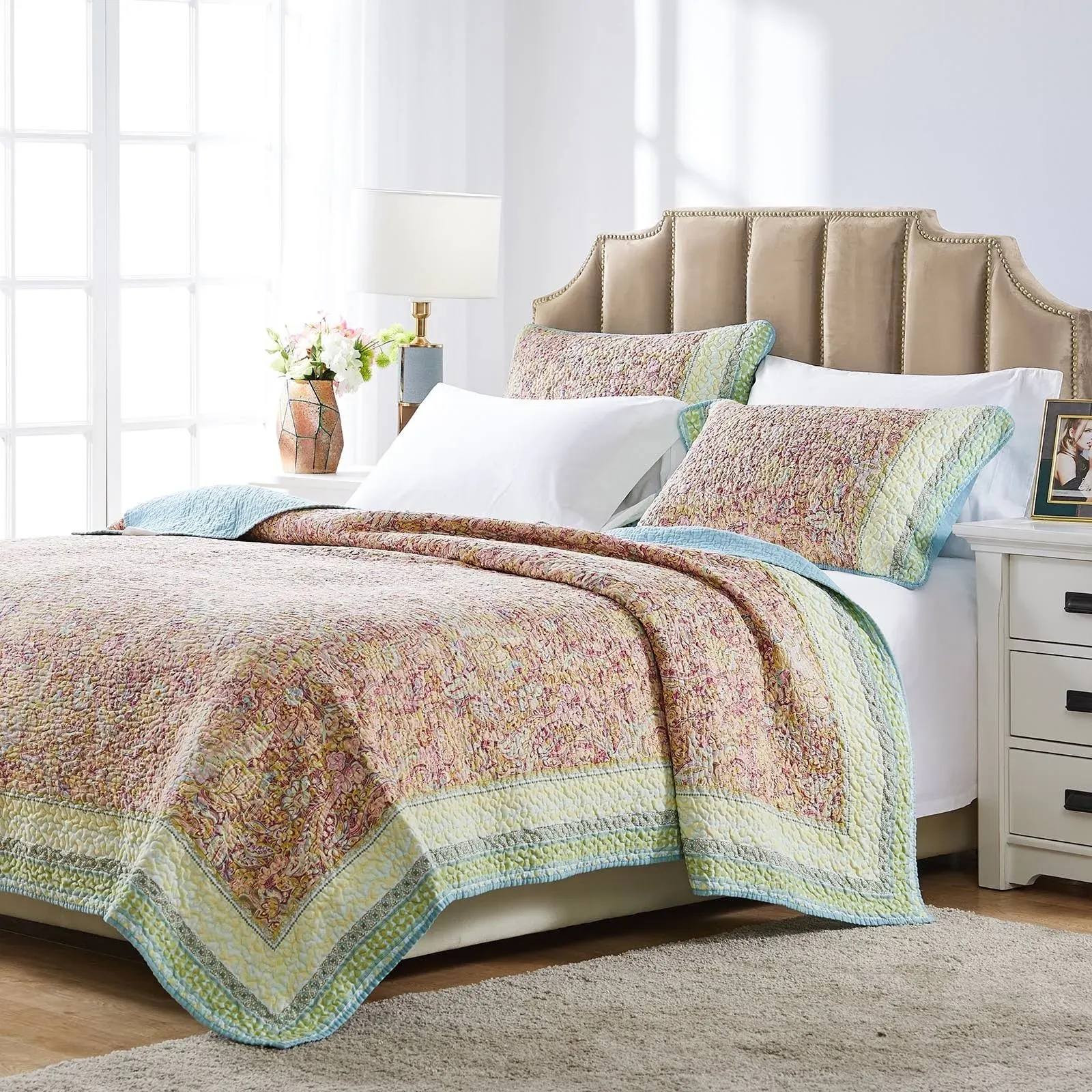 Barefoot Bungalow Palisades Pastel 3-Piece Quilt Set - King