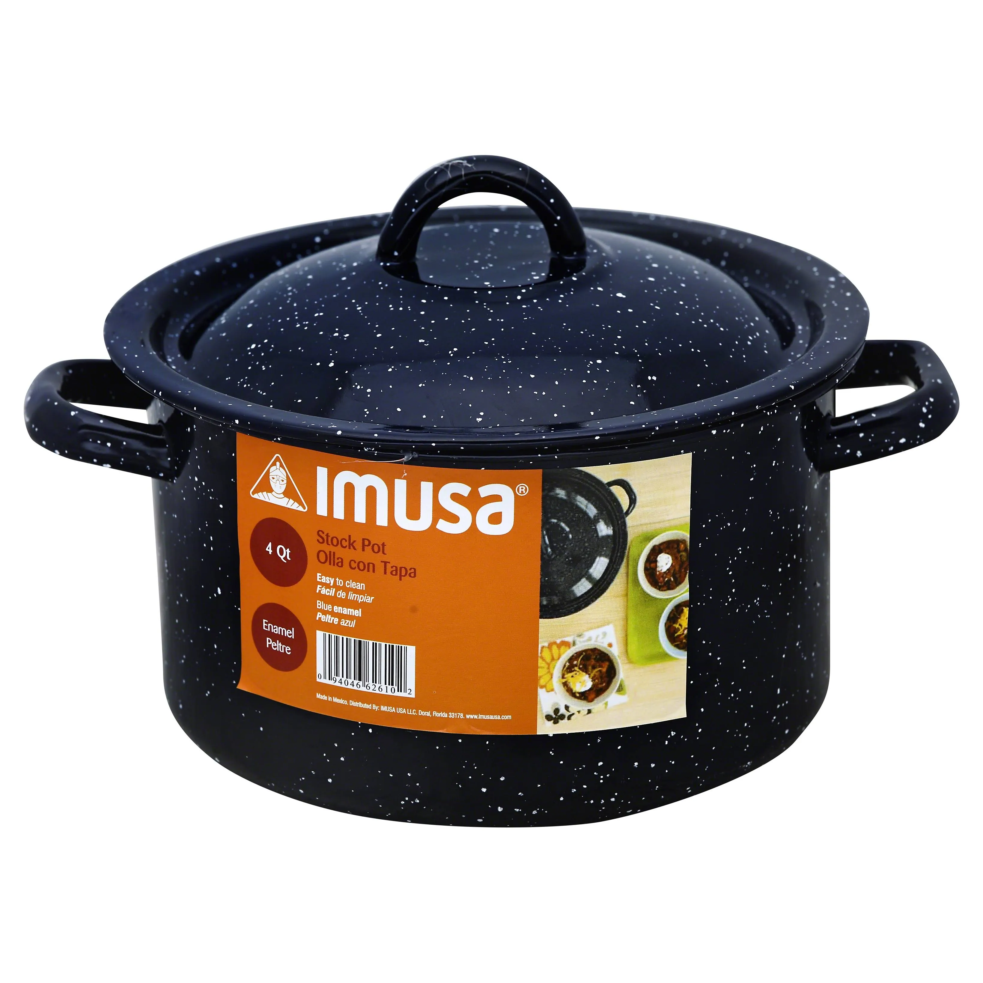 Imusa Speckled Enamel Stock Pot with Lid