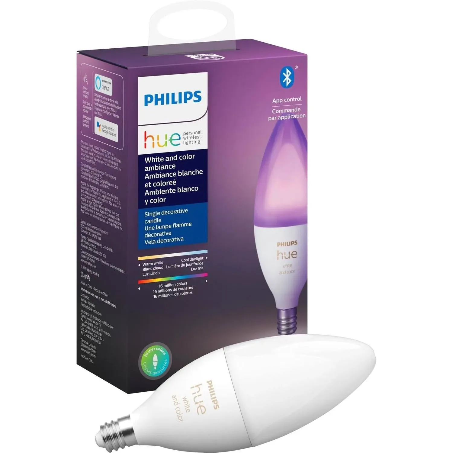 NEW Philips Hue White &amp; Color Ambiance SMART LED E12 40W Candle Light Bulb