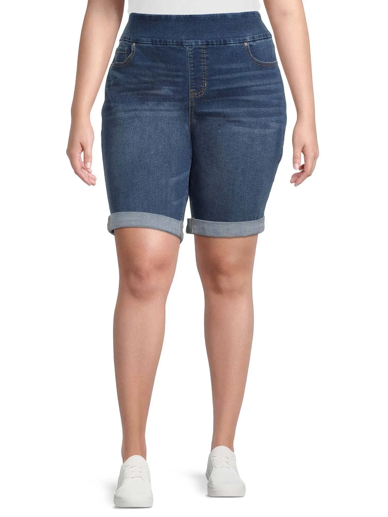 Terra & Sky Women's Plus Size Pull on Denim Bermuda Shorts - 1 Each