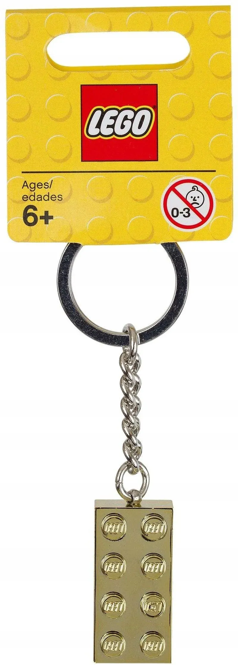 NEW LEGO Gold Brick Key Chain #850808 RETIRED Silver hardware Plastic &amp; Metal