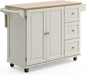 Home Styles Liberty Kitchen Cart with Wood Top, White