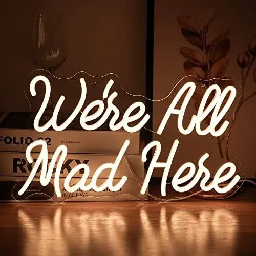 lisignve We Are All Mad Here Neon Sign Letter LED Neon Lights Dimmable USB ...