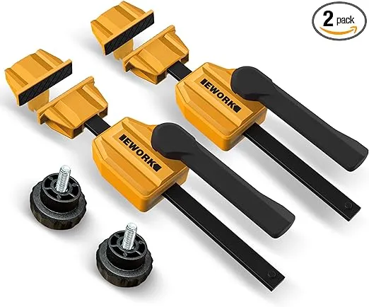 Bench Dog Clamps - EWORK Wood Clamps Up to 155 Lbs Clamping Force - for Workbench 20mm Dog Hole, Edge Clamps, Woodworking Tools and Accessories (2 Pack)