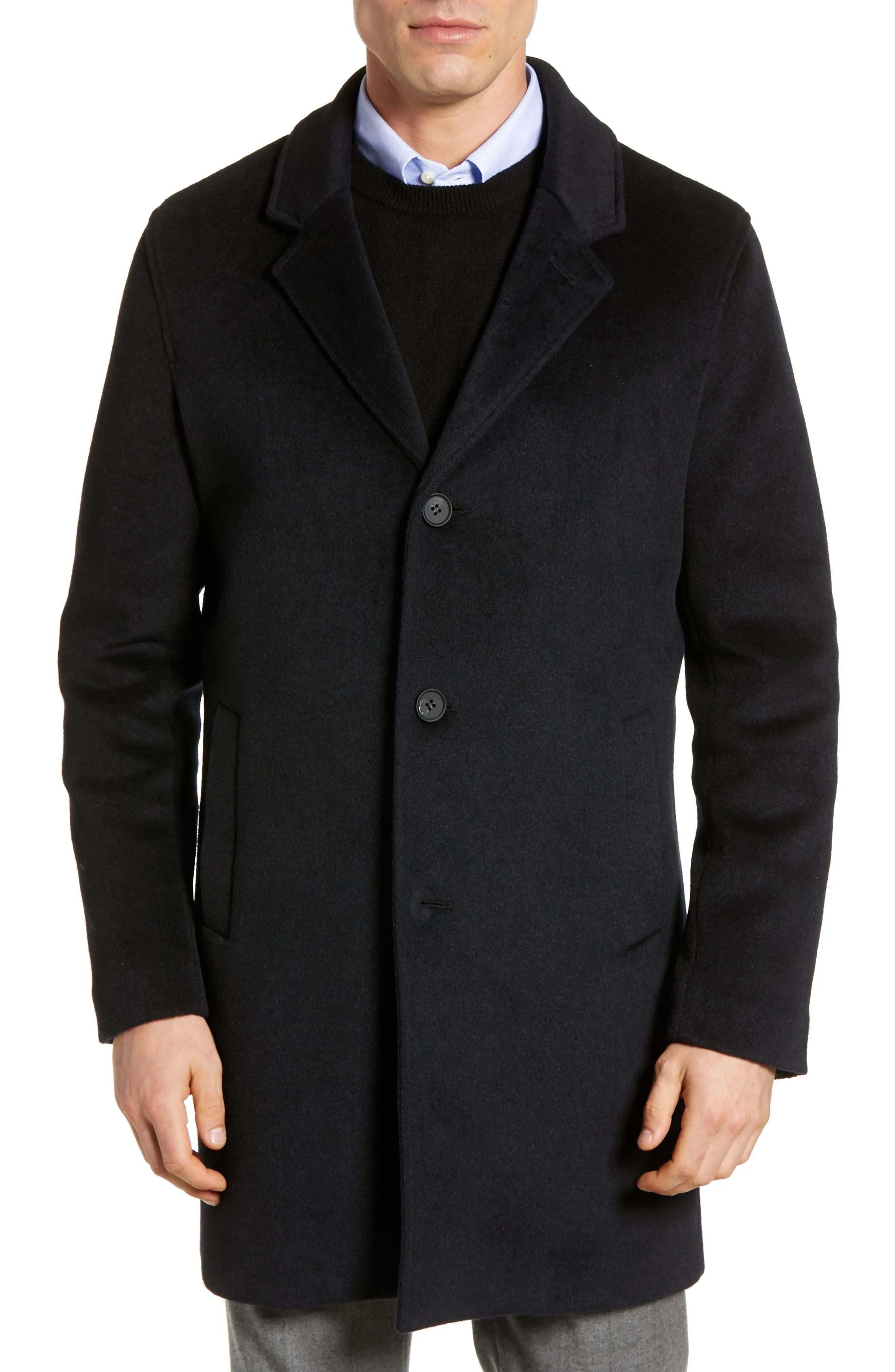 Cole Haan Stretch Wool Coat, Black / Regular XL