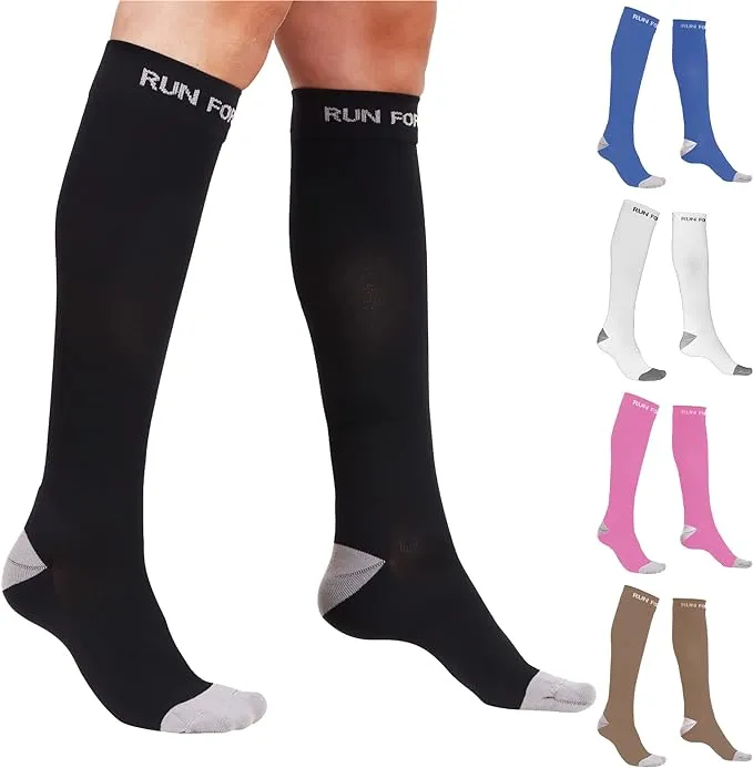 Run Forever Sports Compression Socks for Men &amp; Women – 20-30mmHg Medical Grade