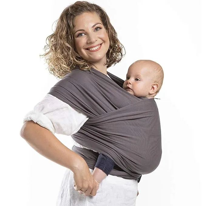 Boba Baby Wrap Carrier - Original Baby Carrier Wrap Sling for Newborns - Baby Wearing Essentials - Newborn Wrap Swaddle Holder, Newborn to Toddler Infant Sling (Organic Dark Grey)