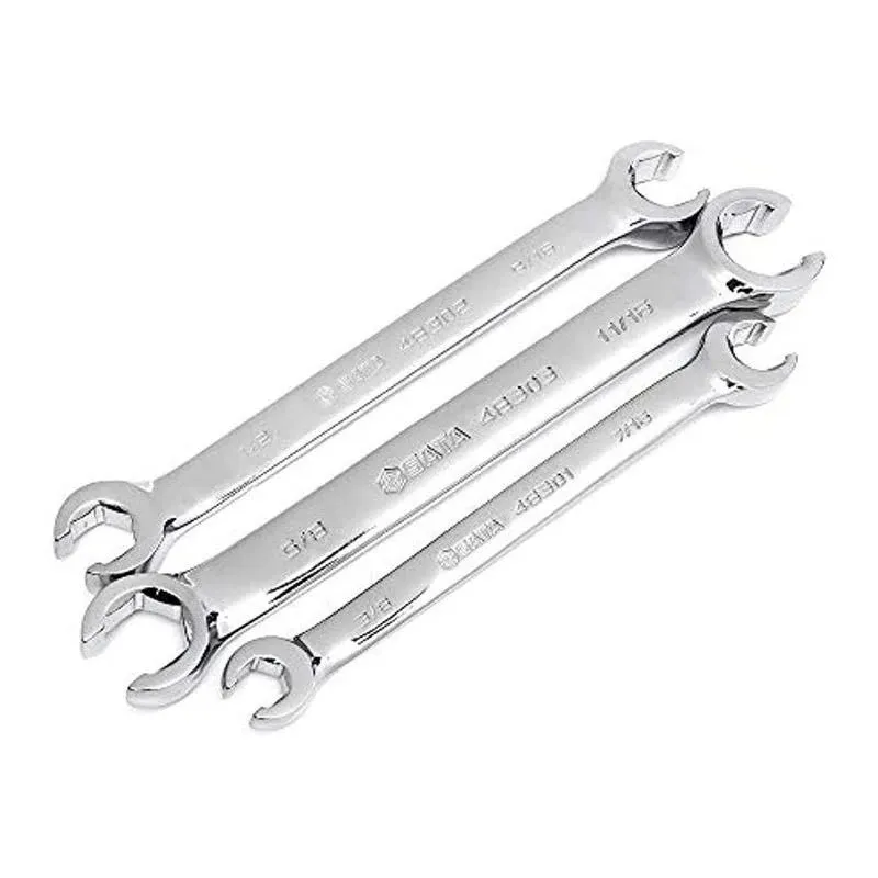 SATA 3-Piece Full-Polish SAE Flare Nut Line Wrench Set for Removing or Replacing ...