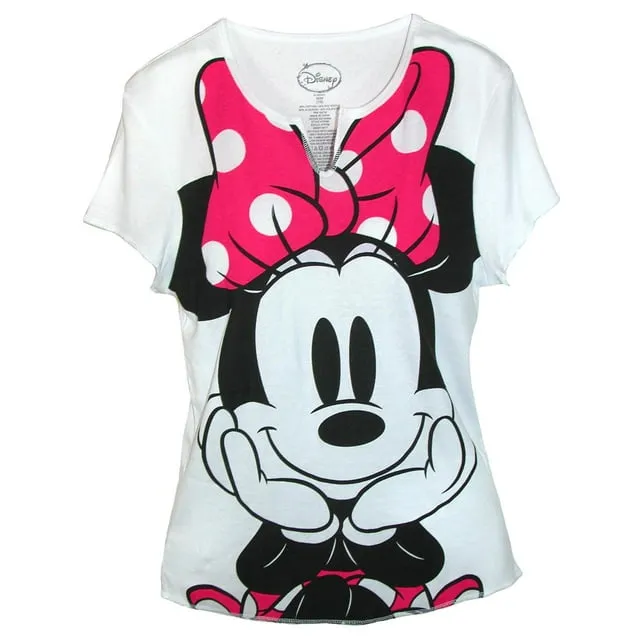 Disney Women's Minnie Mouse Tee Shirt Top - White Large