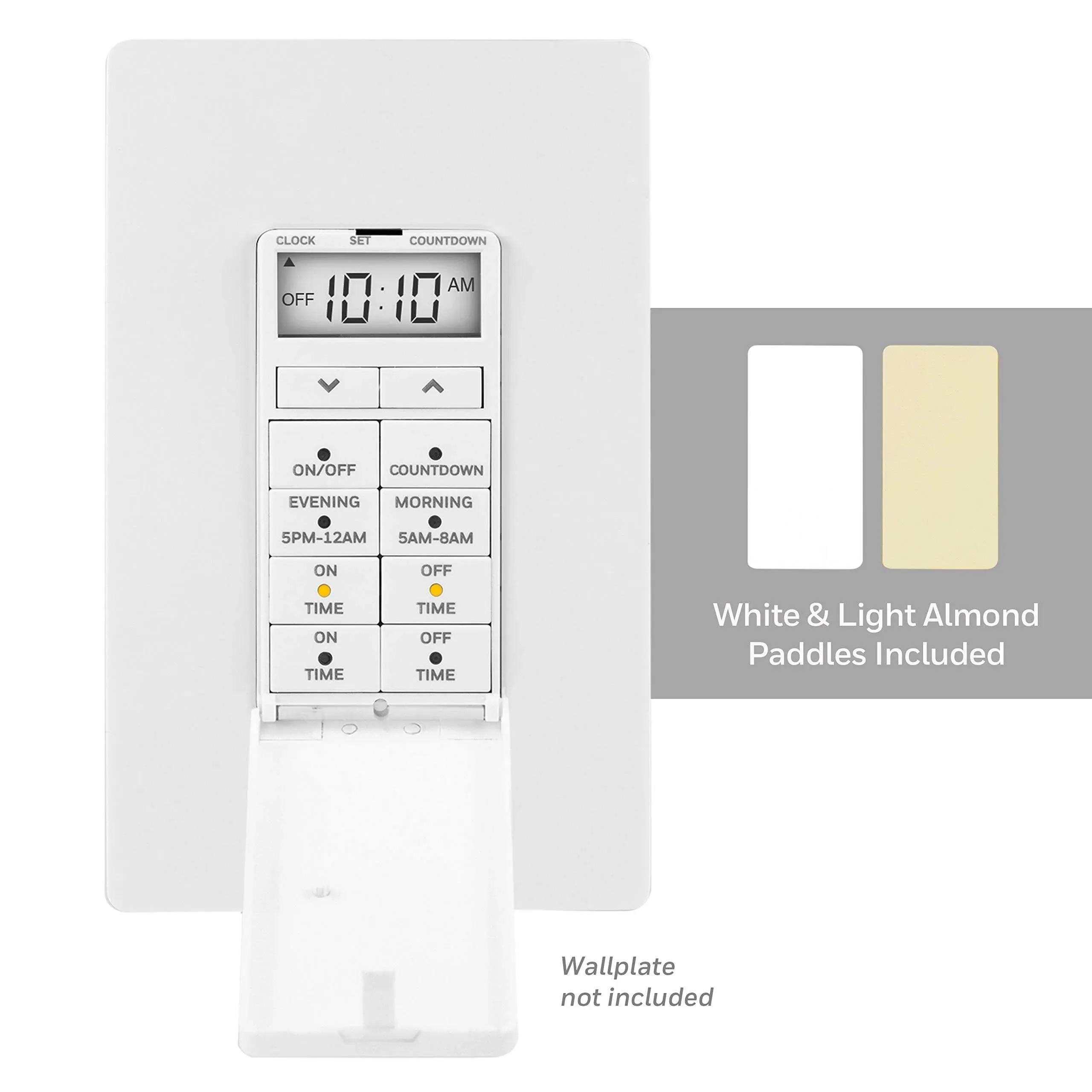 UltraPro 24-Hour Digital In-Wall Timer 2 Pack, 4 Programmable, Override Button, Door Cover, Presets/Countdown, Ideal for Indoor, Lamps, LED, Seasonal