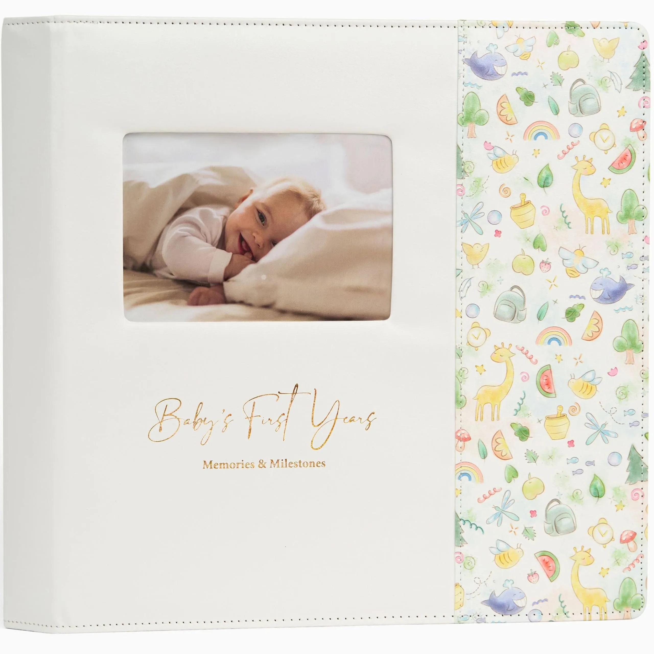 Leather-Bound Baby Book Memories from Baby Shower to Age 5 Baby Scrapbook Album