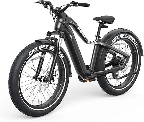 OKAI Ranger Electric Bike for Adults with BAFANG Rear Hub Motor 48V 750W - Shimano 8-Speed Gears, 45 Miles Range, 4" Fat Tires, Customizable LED Light Bar, LCD Touchscreen, TEKTRO Disc Brakes