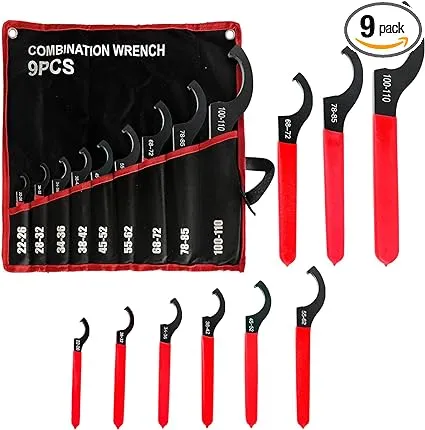 – Adjustable Spanner Wrench Set of 9 – Premium Quality Castle Nut Wrench – Suitable for Professional Use – Coilover Wrench with Precise Design