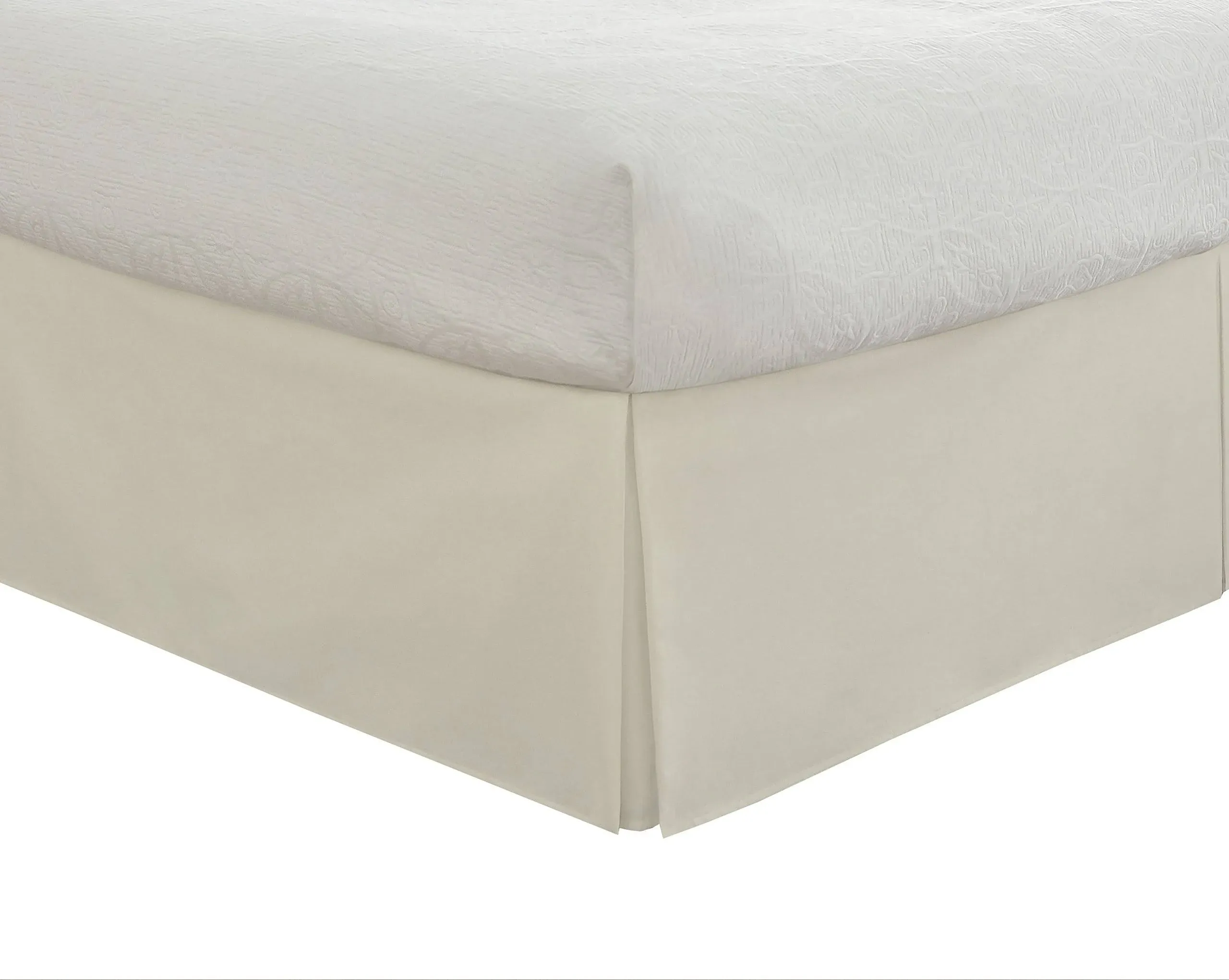 LUX Tailored Bed Skirt Classic 14" Drop Length Pleated Styling, California KING, Ivory