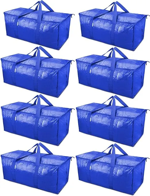 TICONN 8 Pack Extra Large Moving Bags with Zippers & Carrying Handles, Heavy-Duty Storage Tote for Space Saving Moving StorageTICONN 8 Pack Extra Large Moving Bags with Zippers & Carrying Handles, Heavy-Duty Storage Tote for Space Saving Moving Storage