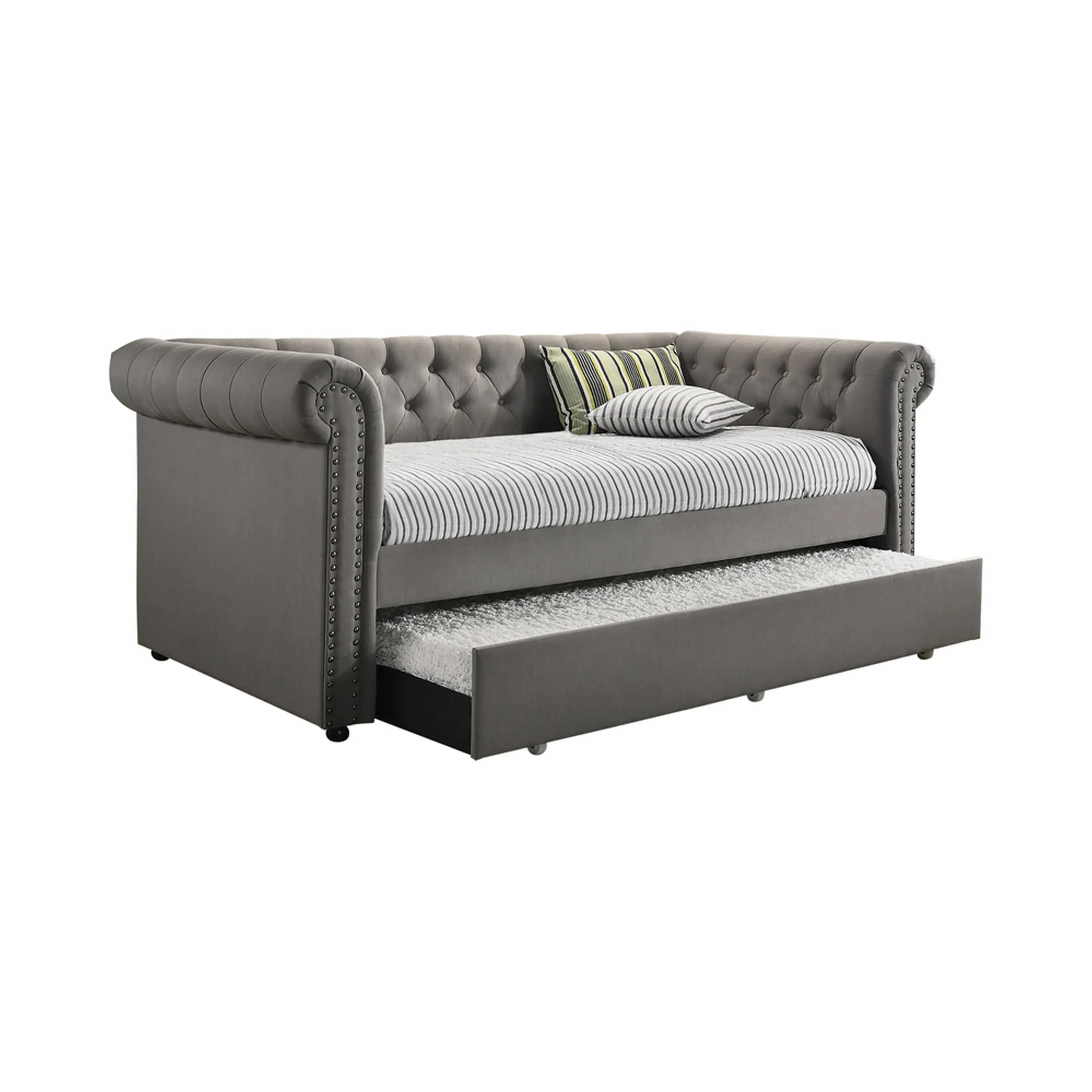 Coaster Kepner Tufted Upholstered Daybed Grey with Trundle