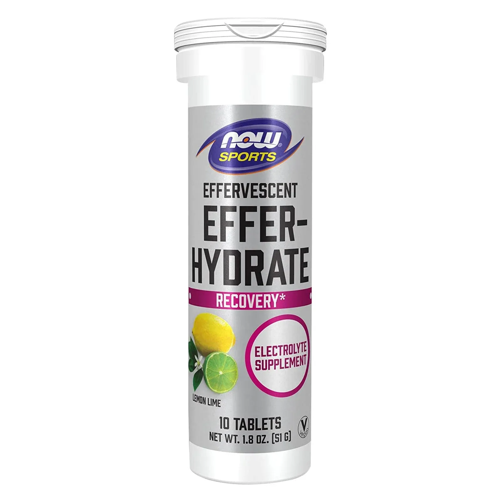 Now Foods Effer Hydrate Effervescent Lemon Lime 10 Tablets