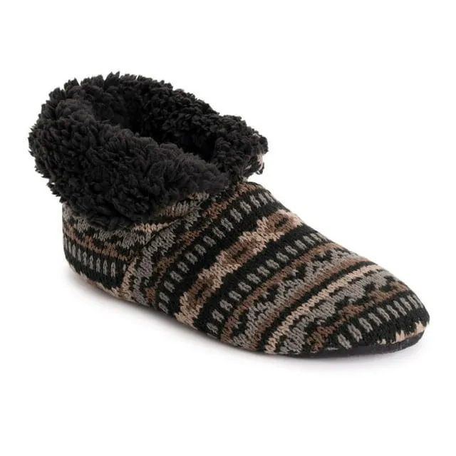 Muk Luks Men's Bootie Slipper - Ebony Multi - Size L/XL