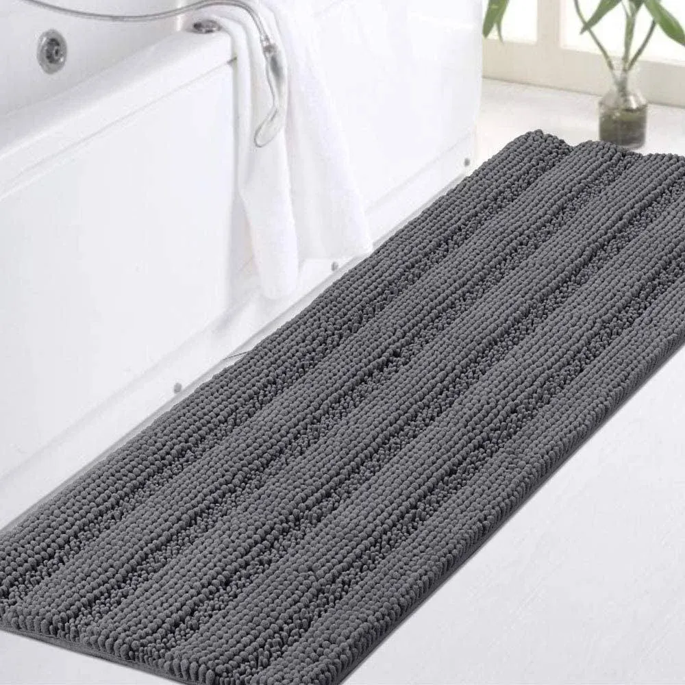 Turquoize Bath Rug Runner Long Bathroom Rug Large Size Plush Shaggy Chenille Bathroom Runner Rug 47 x 17 Non-Slip Bath Rug Runner Extra Soft &