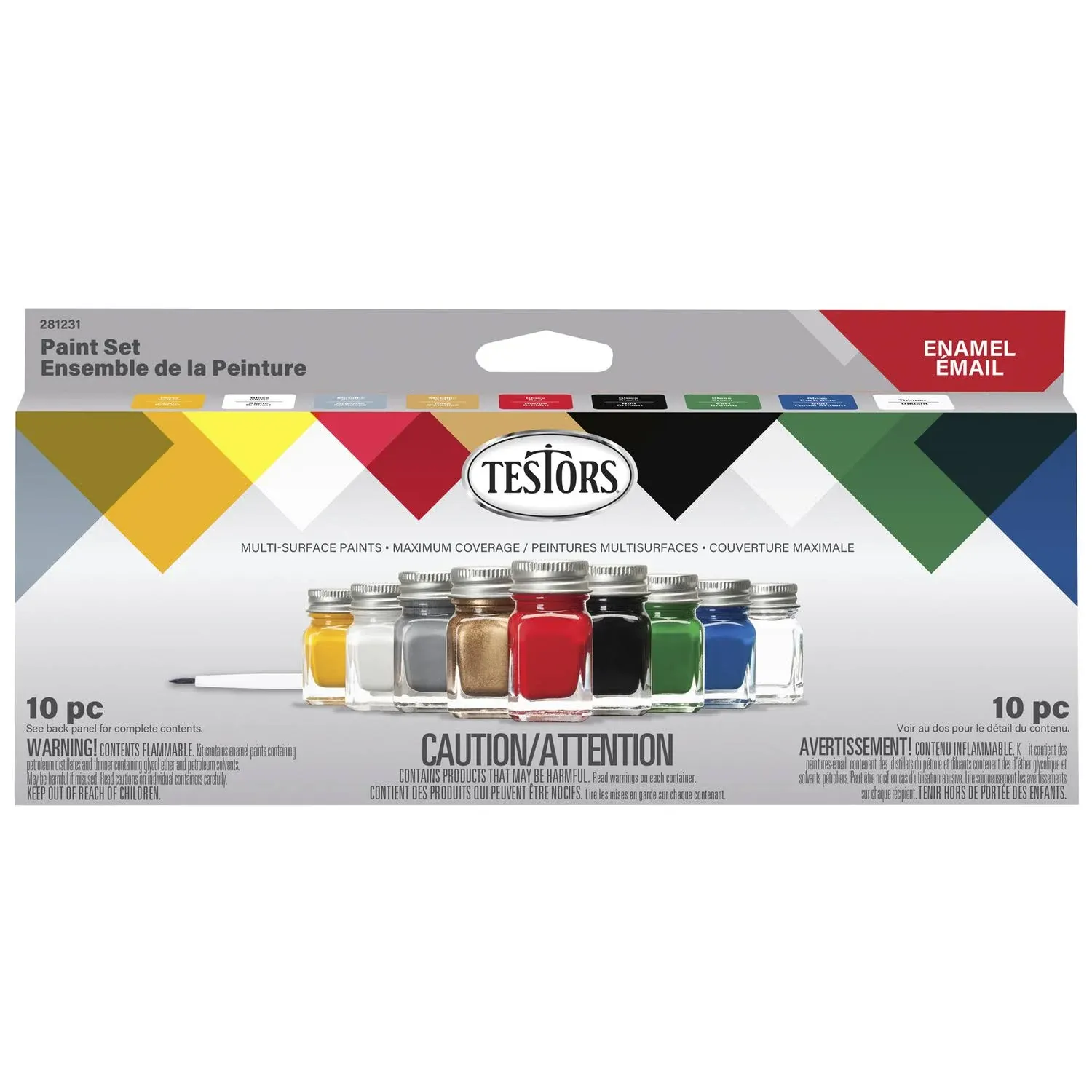 Testors 1019550 0.25 oz Military Solvent-Based Paint Set for Exterior & Interior, Assorted Color - Pack of 6