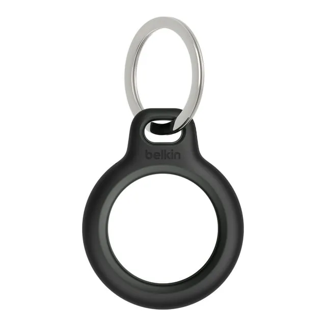 Belkin Apple AirTag Secure Holder with Key Ring - Durable, Scratch-Resistant Case with Open Face & Raised Edges - Protective AirTag Keychain Accessory for Keys, Pets, Luggage, & More - Black