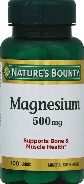 Nature's Bounty, Magnésium, 500 mg, 200 Comprimés Enrobés