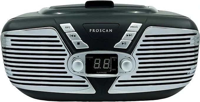 SYLVANIA SRCD211-BLACK Retro Portable CD Radio Boombox