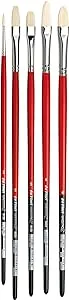 da Vinci Oil & Acrylic Series 4240 Maestro 2 Oil Brush Set, Hog Bristle with Red Handles, 5 Brushes (Series 5023, 5123, 5423, 5923, 5723)