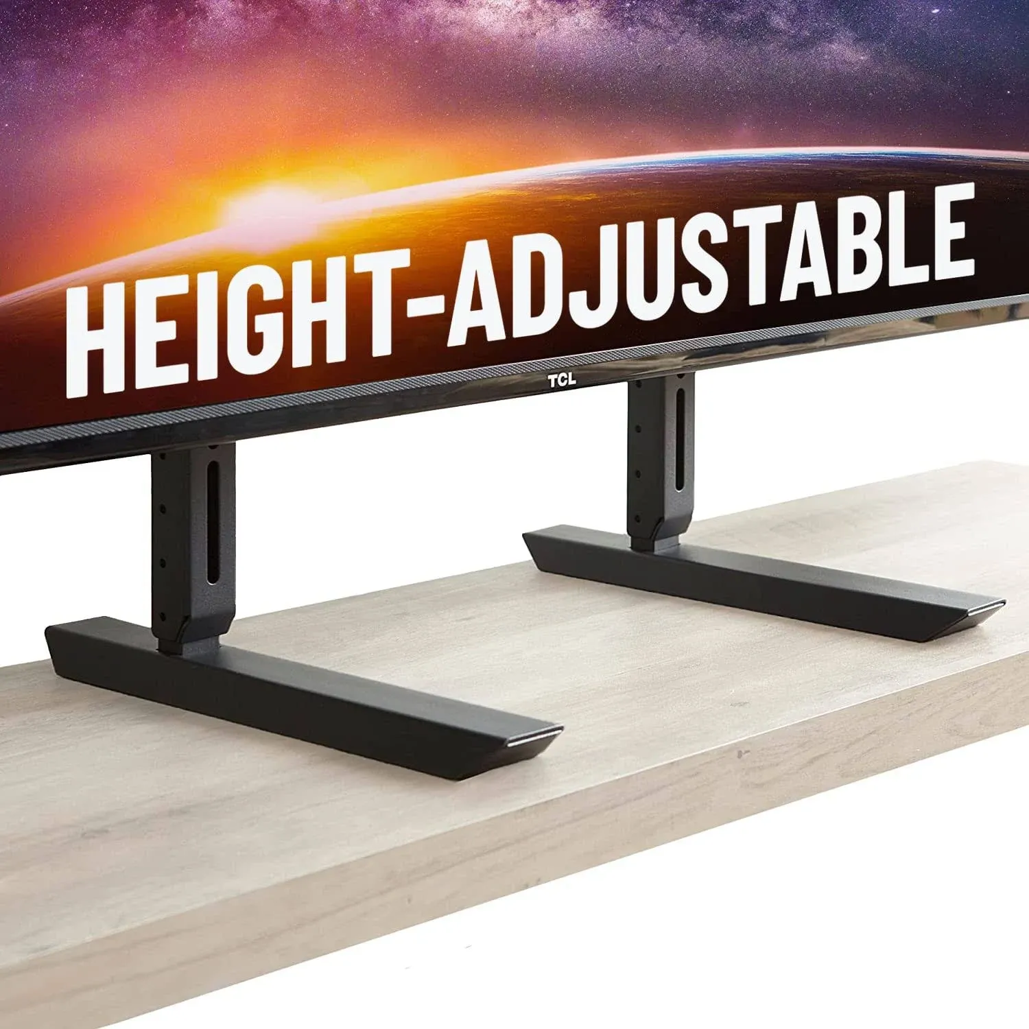 Stable &amp; Versatile TV Stand: Height Adjustable Base for Large TVs - Eco-Friendly