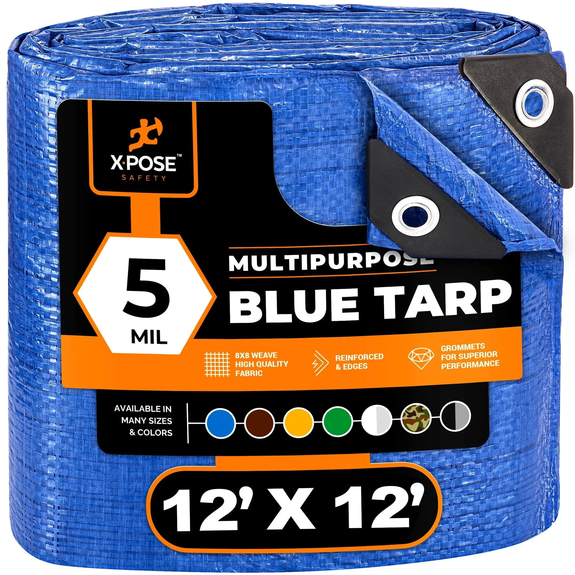 Xpose Safety 12' x 22' Blue Weather-Resistant 5 Mil Multipurpose Polyethylene Tarp BT-1222-X