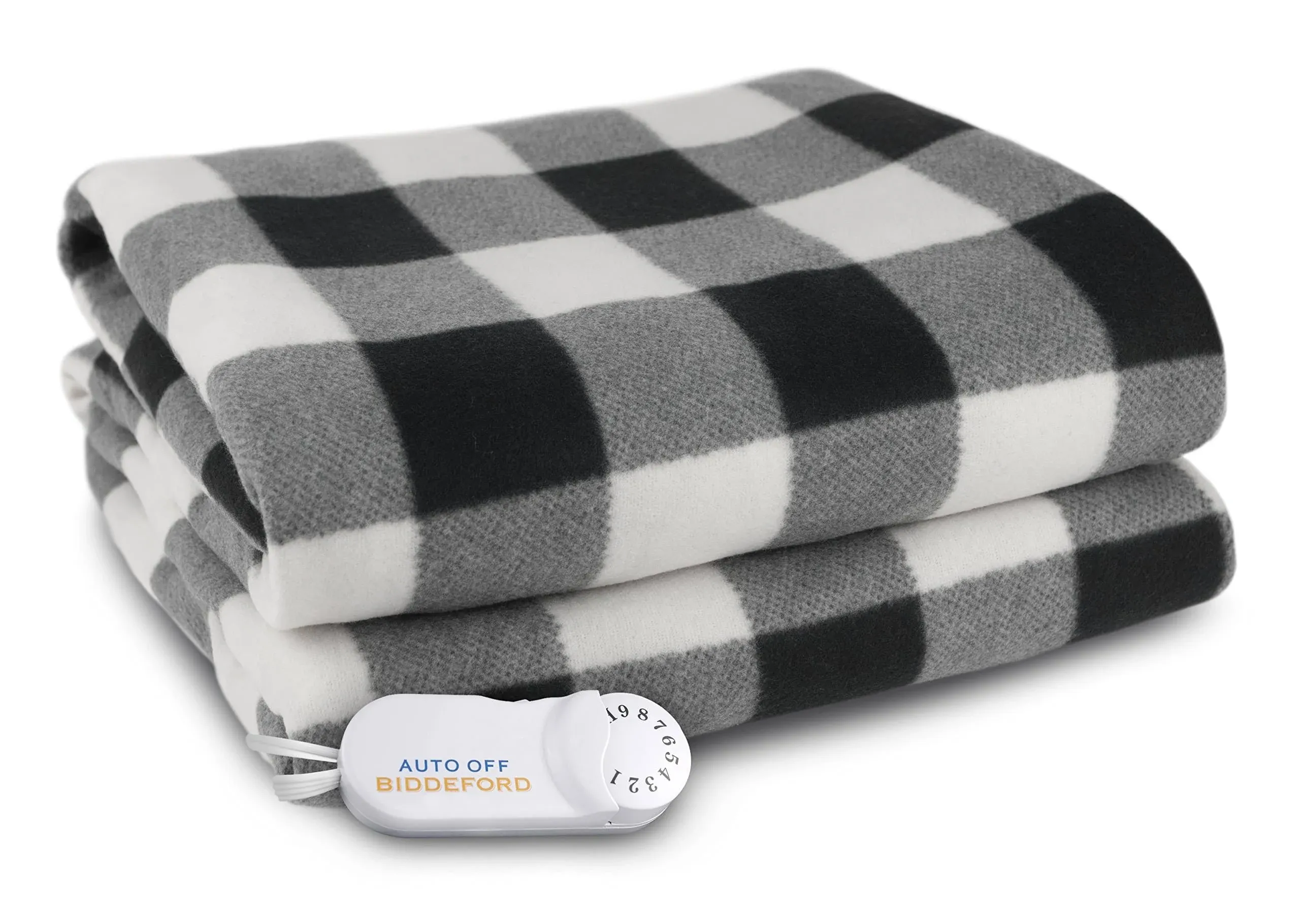 Biddeford Comfort Knit Electric Heated Throw Black/White Buffalo Check