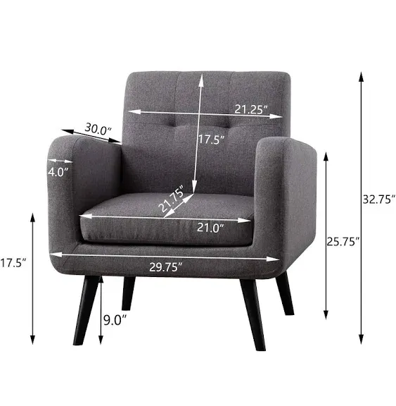 LSSPAID Accent Chairs for Living Room, Living Room Chairs, Mid Century Modern Fabric Chairs, Arm Chairs, Dark Gray, Set of 1