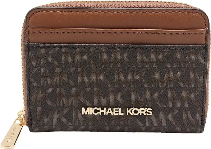 Michael Kors Jet Set Travel Medium Zip Around Leather Card Case Brown